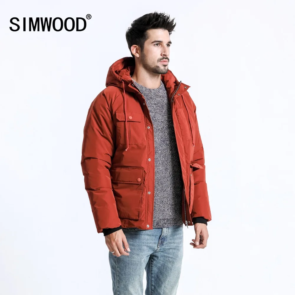 SIMWOOD 2019 Зимний новый мужской пуховик с принтом капюшоном пальто для мужчин