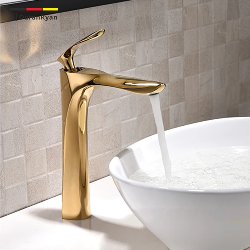 Золотой кран для горячей и холодной раковины с одним отверстием смеситель для ванной комнаты кран для воды DR3B47