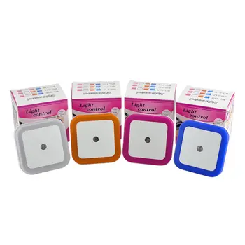 

Mini Light Sensor Control Night Light Novelty Square Bedroom lamp For Baby Gift Romantic White Blue Red Yellow Lights US Plug