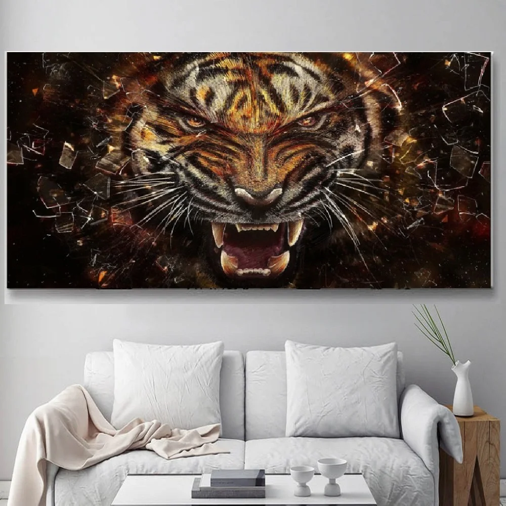 

5D DIY Diamond Painting cross stich Fierce tiger Pictures Fully Resin round rhinestone Diamond embroidery animals backdrop Home
