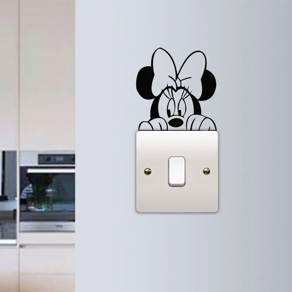 

Children Kids Room Light Switch Sticker Minnie Mouse Wall Sticker Cute Minnie Switch Removable Poster Murals Beauty Decor W25