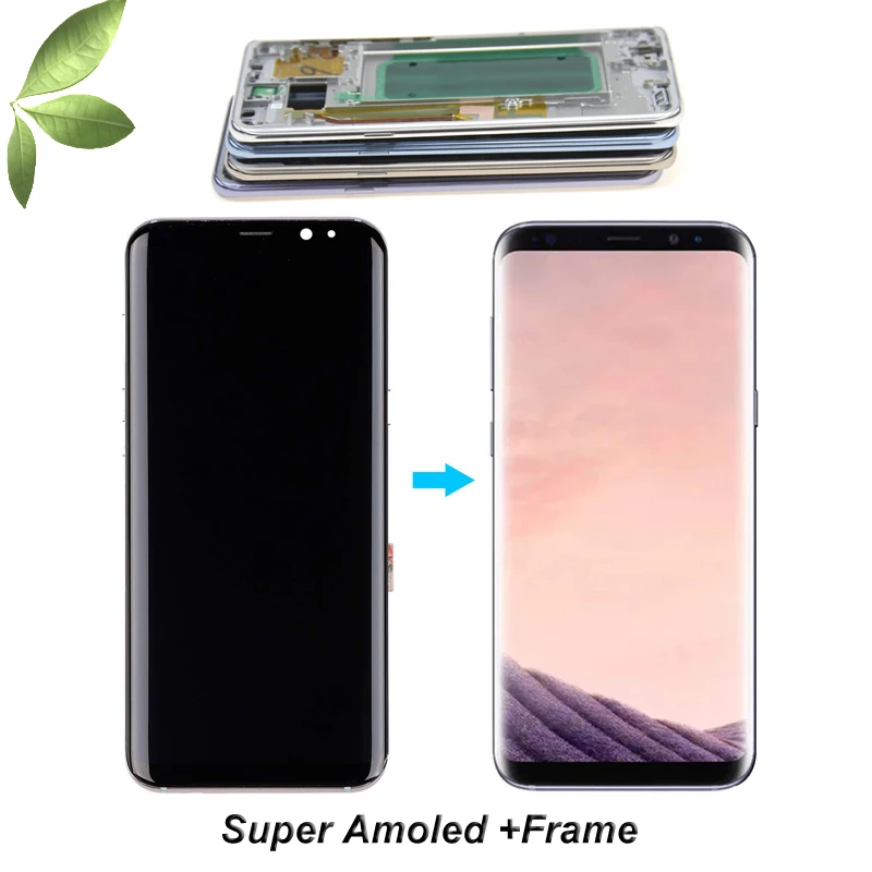 Super AMOLED для SAMSUNG Galaxy S8 G950 G950F дисплей Plus G955 G955F сенсорный экран дигитайзер + рамка