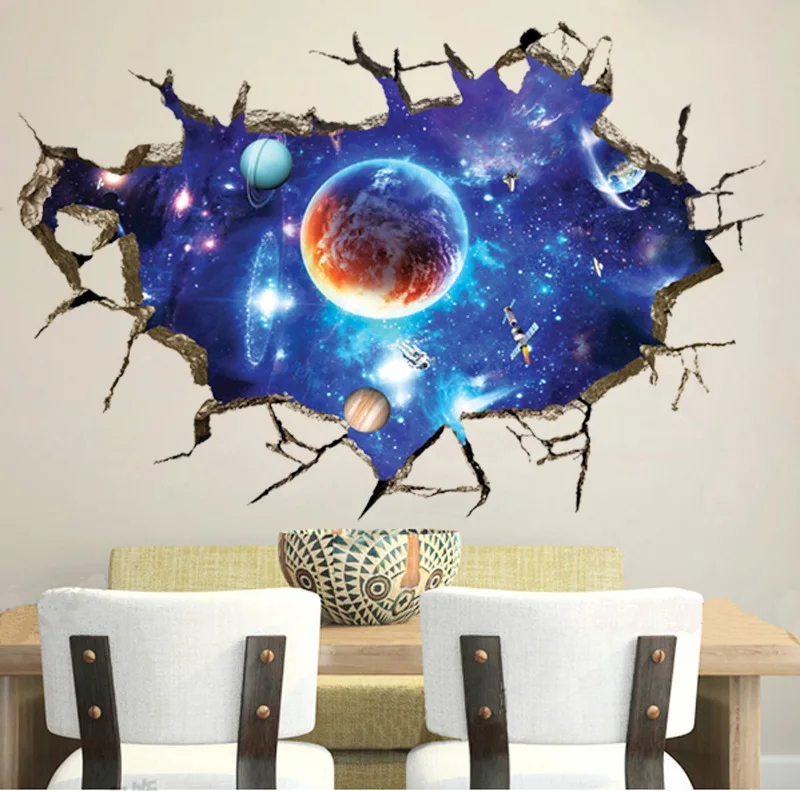 Us 6 97 8 Off New Creative 3d Space Planet Wall Stickers Wall Art Diy Home Decor Decals For Kids Baby Room Boy Bedroom Decoration Mural Poster In