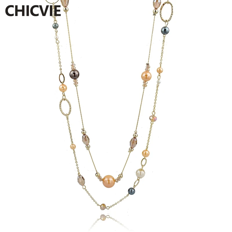 CHICVIE Длинные ожерелья и подвески из натурального камня для женщин эффектные