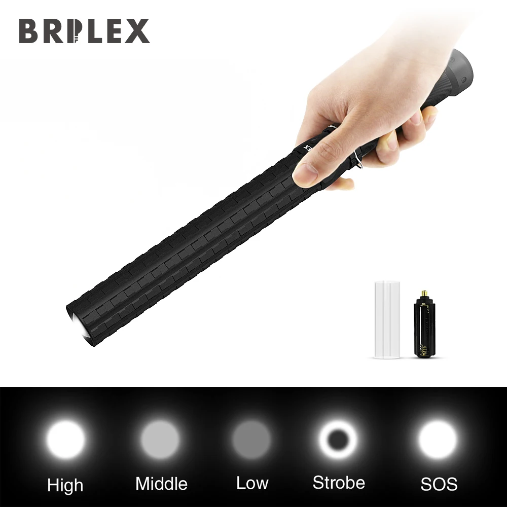 

flashlight led flashlight 18650 torch flashlight flash light 10 lighting modes truncheon shape black color free shipping.