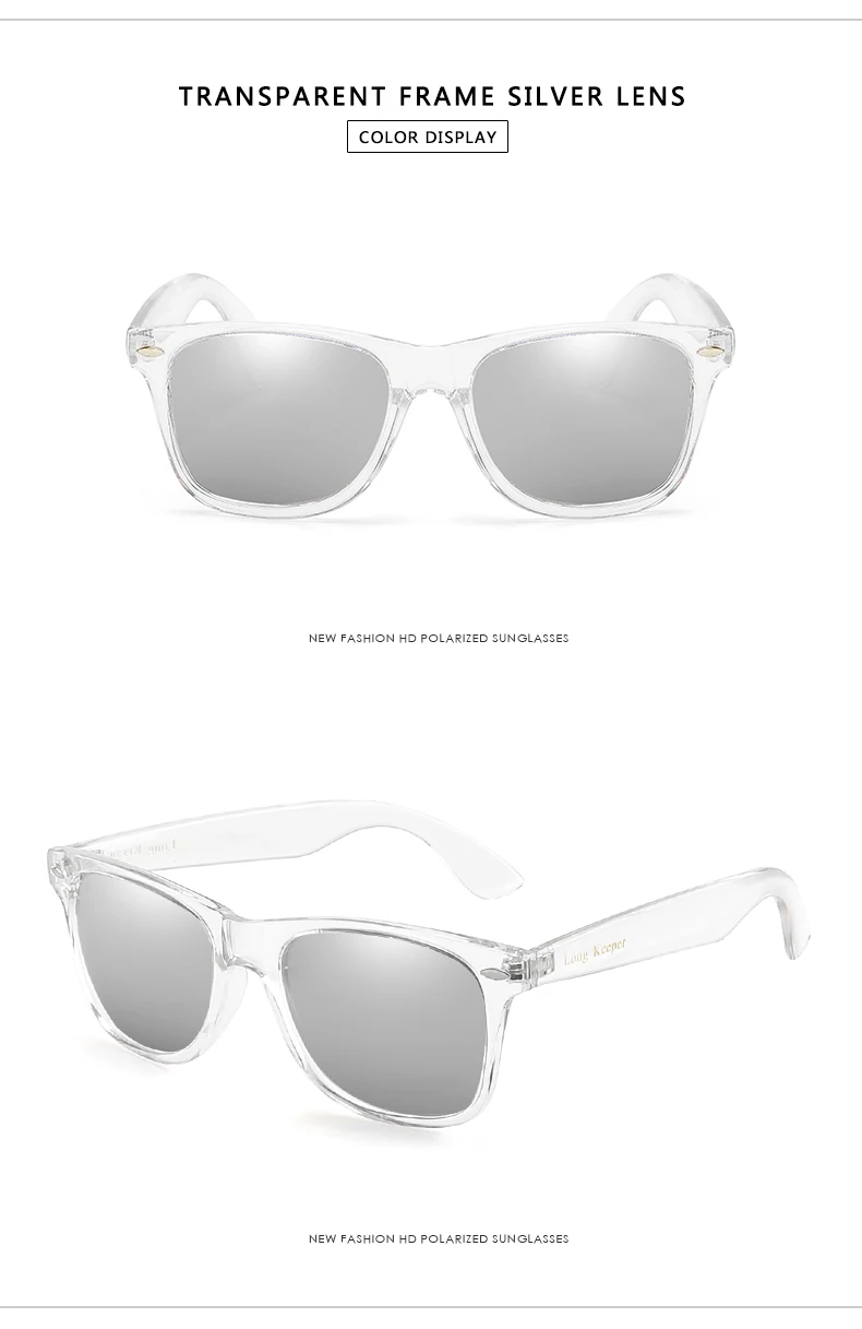 Зеркальные поляризационные солнцезащитные очки для женщин и мужчин UV400 очки ночного видения фирменный дизайн прозрачные солнцезащитные очки с логотипом longkeader - Цвет линз: transparent silver