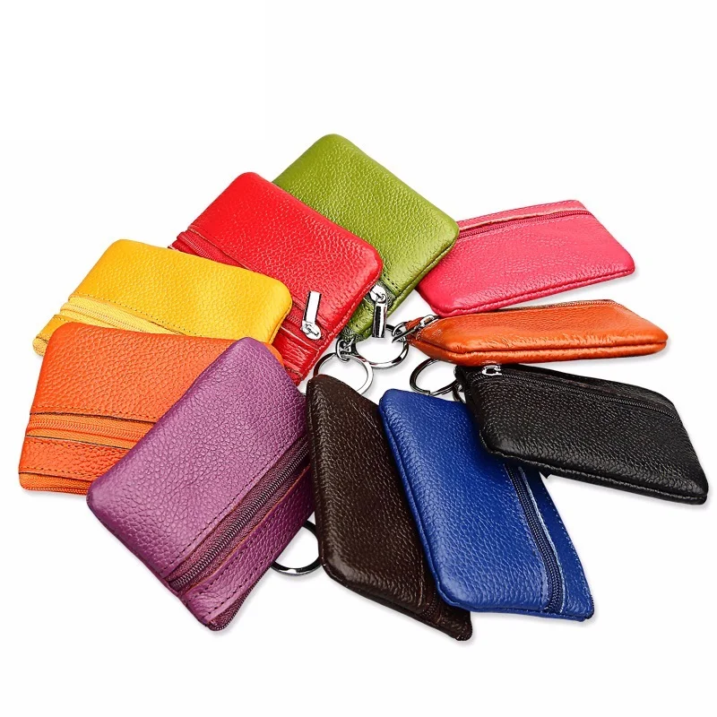 

Genuine Leather Mini Purse Bus Card Holder Creative Korean-Style Zip Key Case Coins Bus san qian bao
