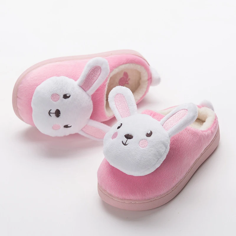 Danioiity Cotton Slippers for Toddler Warm Soft Kids House Slippers Boys Anti-Slip Home Shoes