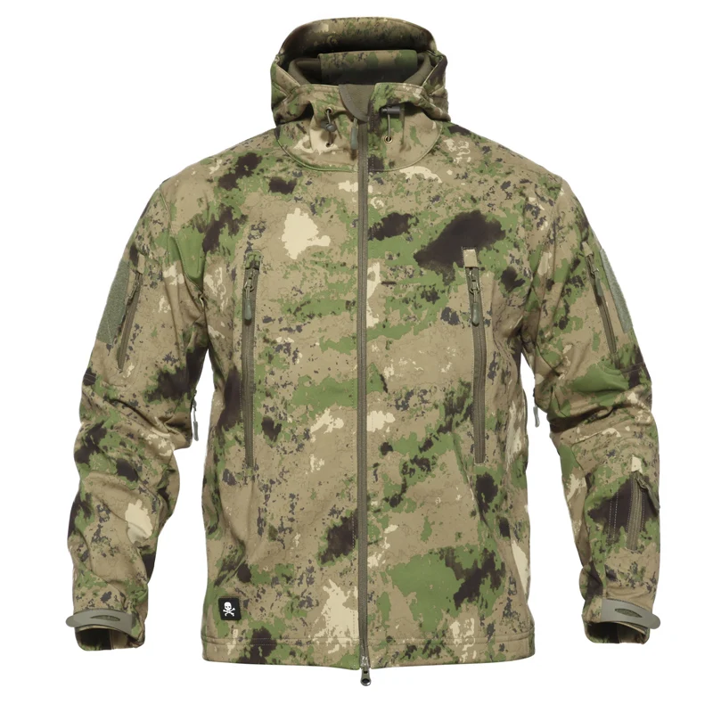 TAD piel de tiburón, ropa deportiva camuflada, chaqueta