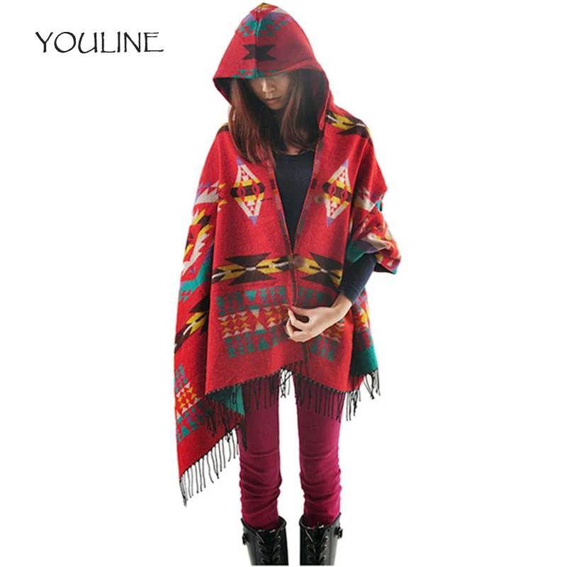 YOULINE Multifunction Pashmina Bohemian Shawl Hoodies Jacket striped