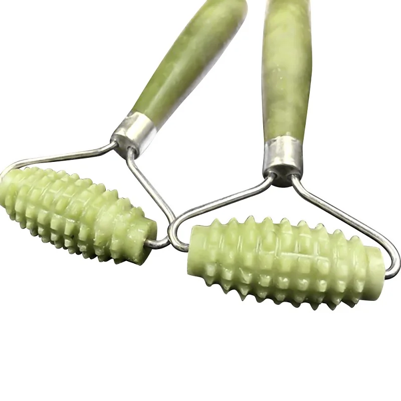 1 pc Jade Stone Needle Derma Face Arms Neck Massage Roller Ancient Face Body SPA Massage Roller Facial Massager Jade