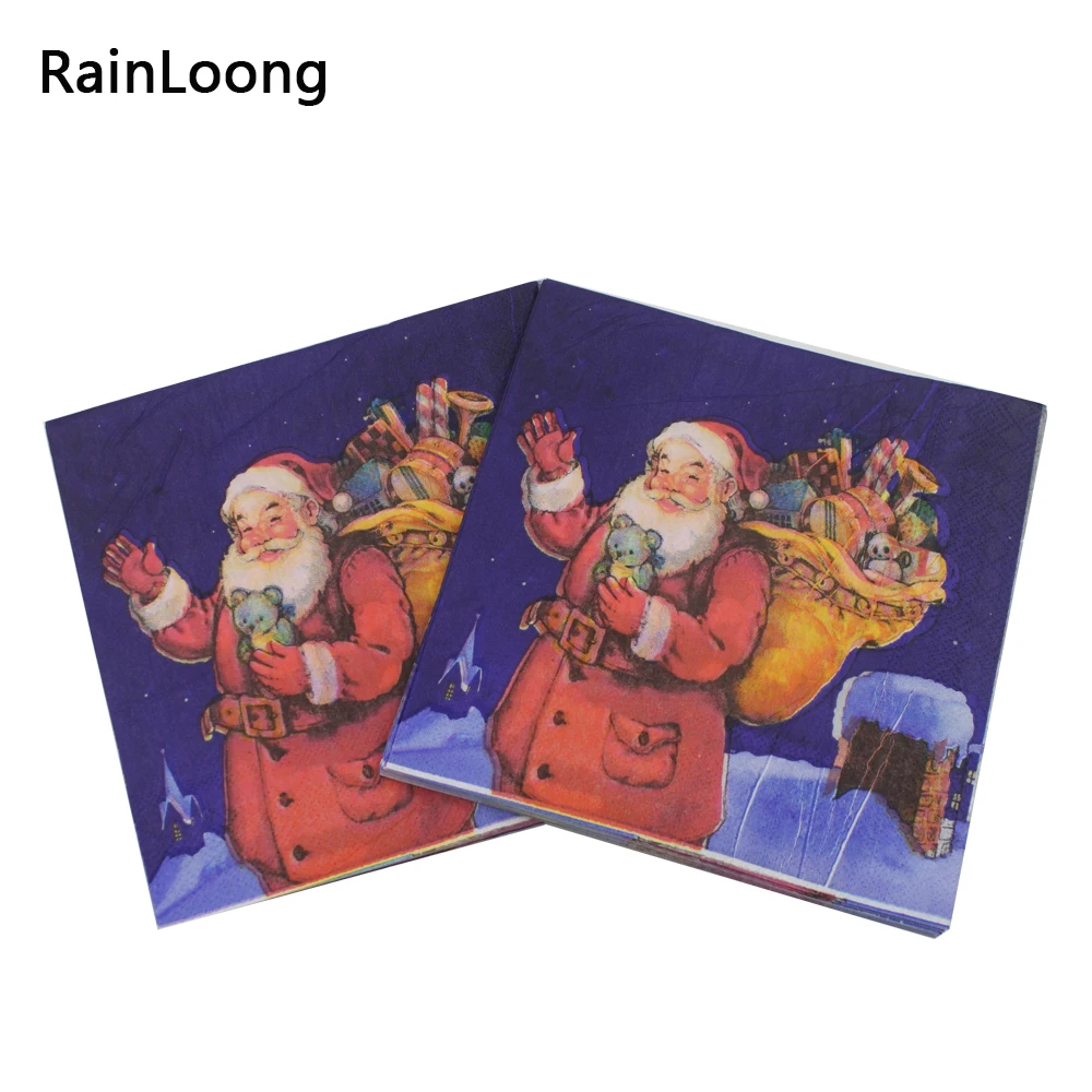 [RainLoong] Санта Бумага салфетки снеговик рождественские украшения Guardanapo 33*33 см 5