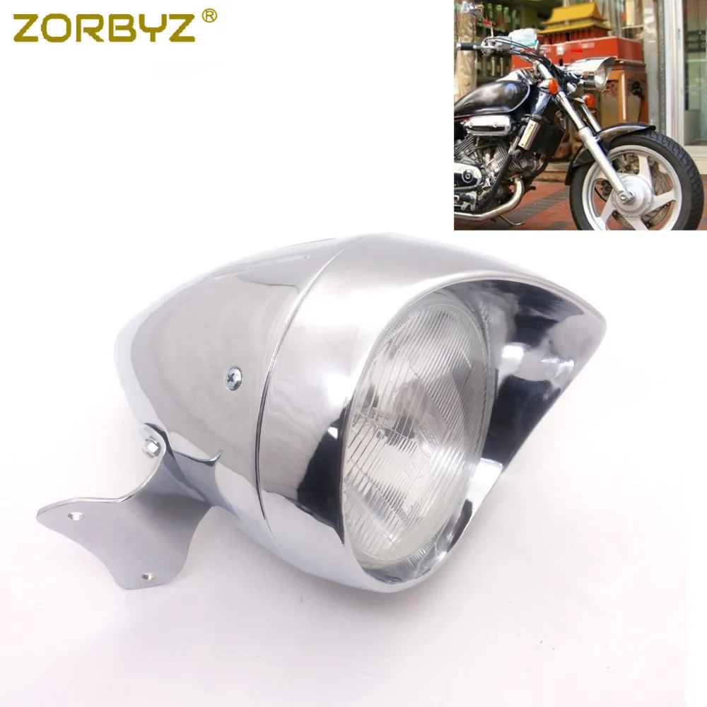 

ZORBYZ Motorcycle Black/Chrome Metal Bullet Headlight For Honda Magna 750 Shadow 600 750 1100 VT750 Custom