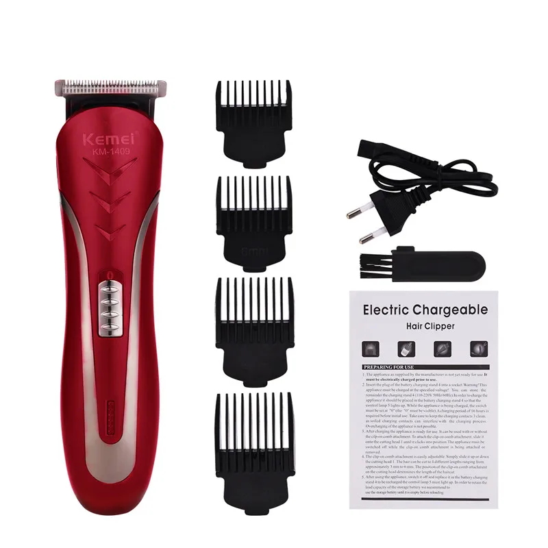 

Carbon Steel Head Professional Hair Trimmer Rechargeable Electric Razor Men Beard Shaver Electric Hair Clipper With 4 Comb