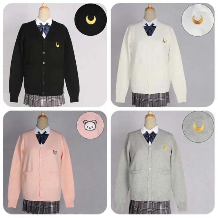 

Japanese Style Students Girls Cardigans Sweater Sailor Moon JK School Uniforms Symbol Embroidery Knitwear Autumn Winter