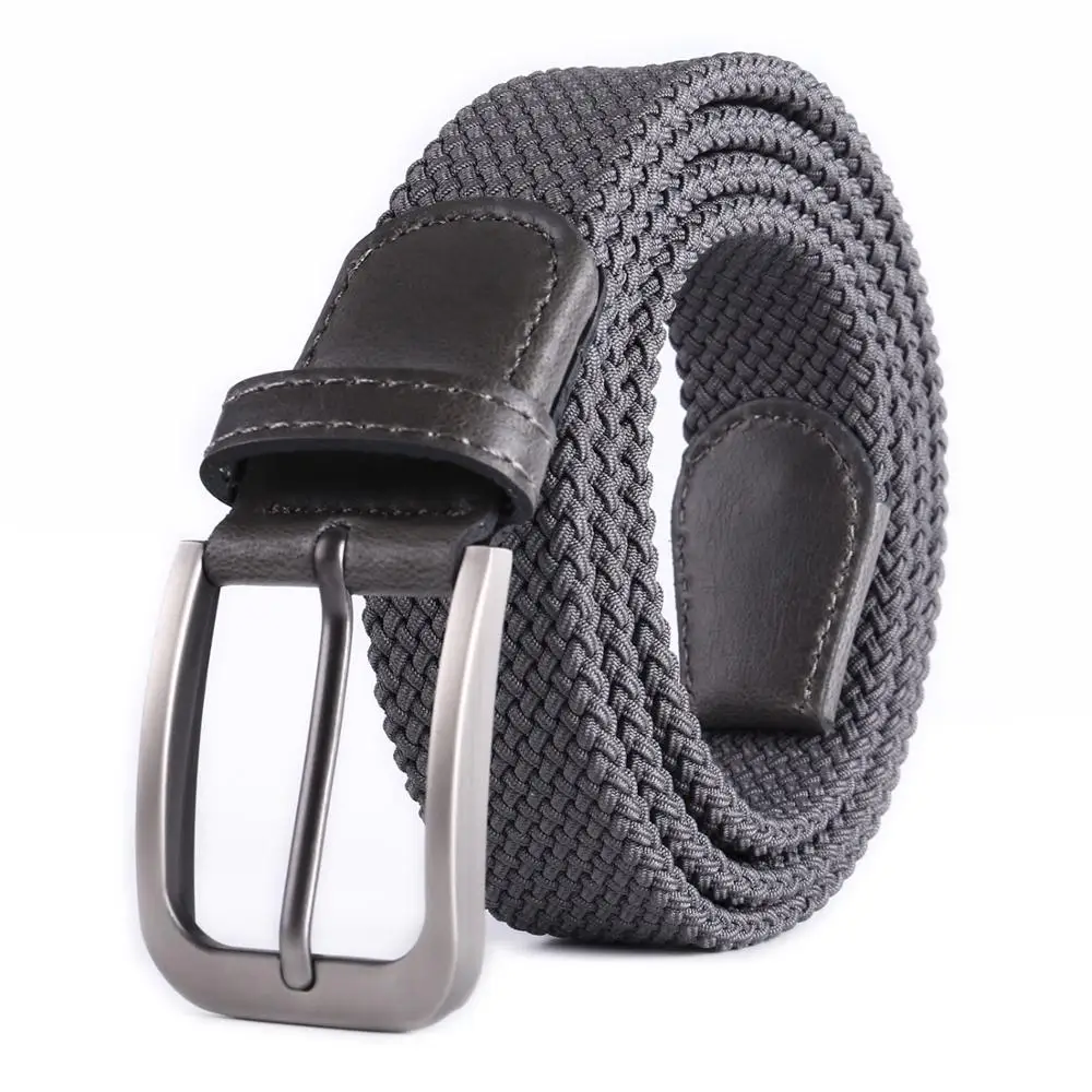 Weifert Braided Stretch Elastic Belt Leather Loop End Tip Men/Women