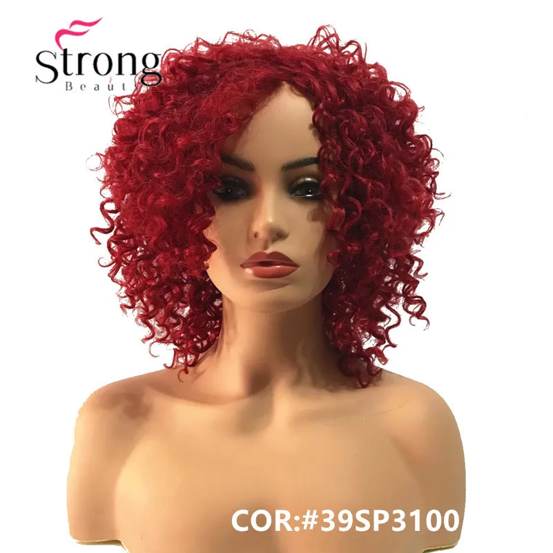 StrongBeauty короткие коричневые основные Омбре кудрявые афро Высокая Тепло ОК полный синтетический парик парики - Цвет: 39SP3100