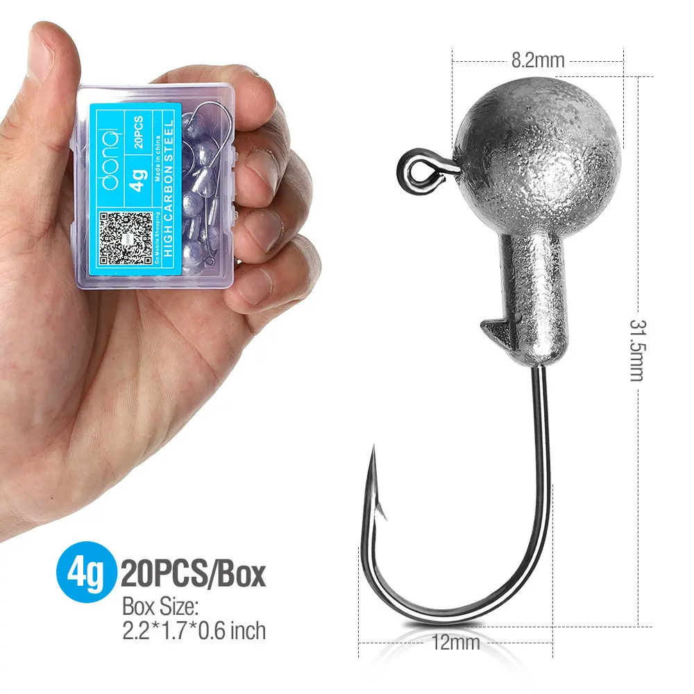 4g DONQL 20 шт./кор. приманка со свинцовым рыболовный крючок кривошипно Jig Head крючок для карпа, приманки для рыбалки, мягкие, червь 1-20 г рыболовные снасти аксессуары - Цвет: 4g