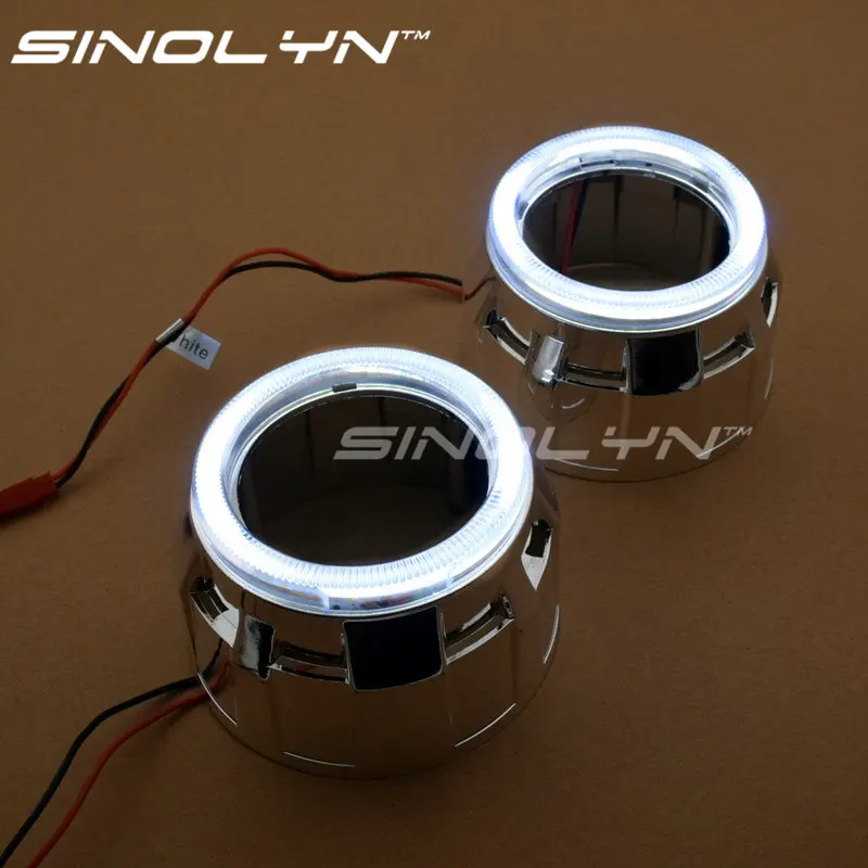 Sinolyn ангельские глазки светодиодный проектор маска для 2 5 Mini WST H1 Bi xenon линзы фар DRL