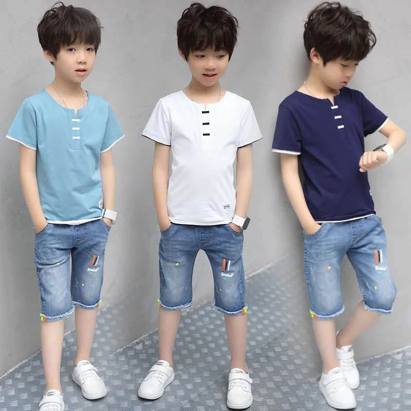 Boys summer suit 2018 new summer children's clothing 6 middle age