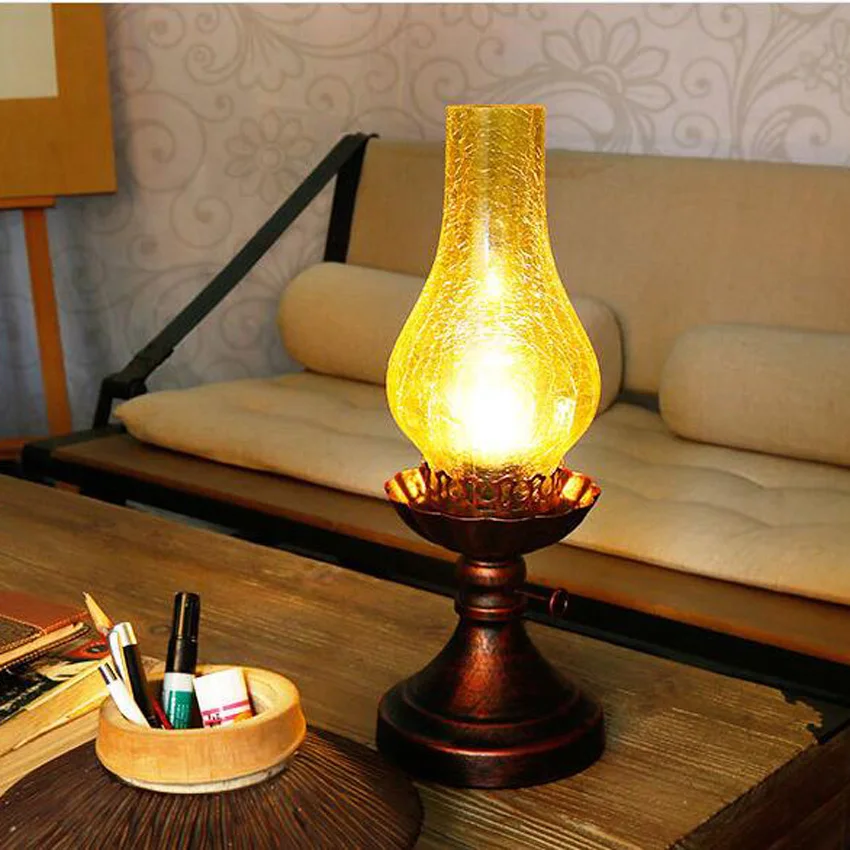 

Chinese style retro vintage kerosene table lamp,bedroom bedside lamp classical dimming reading desk lamp for study room deco