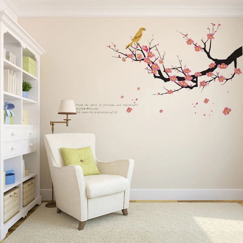 

DIY Wall Decal Plum Tree Branches Love Birds Wall Sticker Bedroom Art Home Decor High Quality Adesivo De Parede Poster