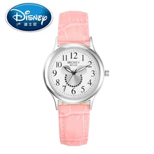 2017 Disney Kids Watch Children Watch Fashion Cute Wristwatches Girls Mickey Mouse Leather clock