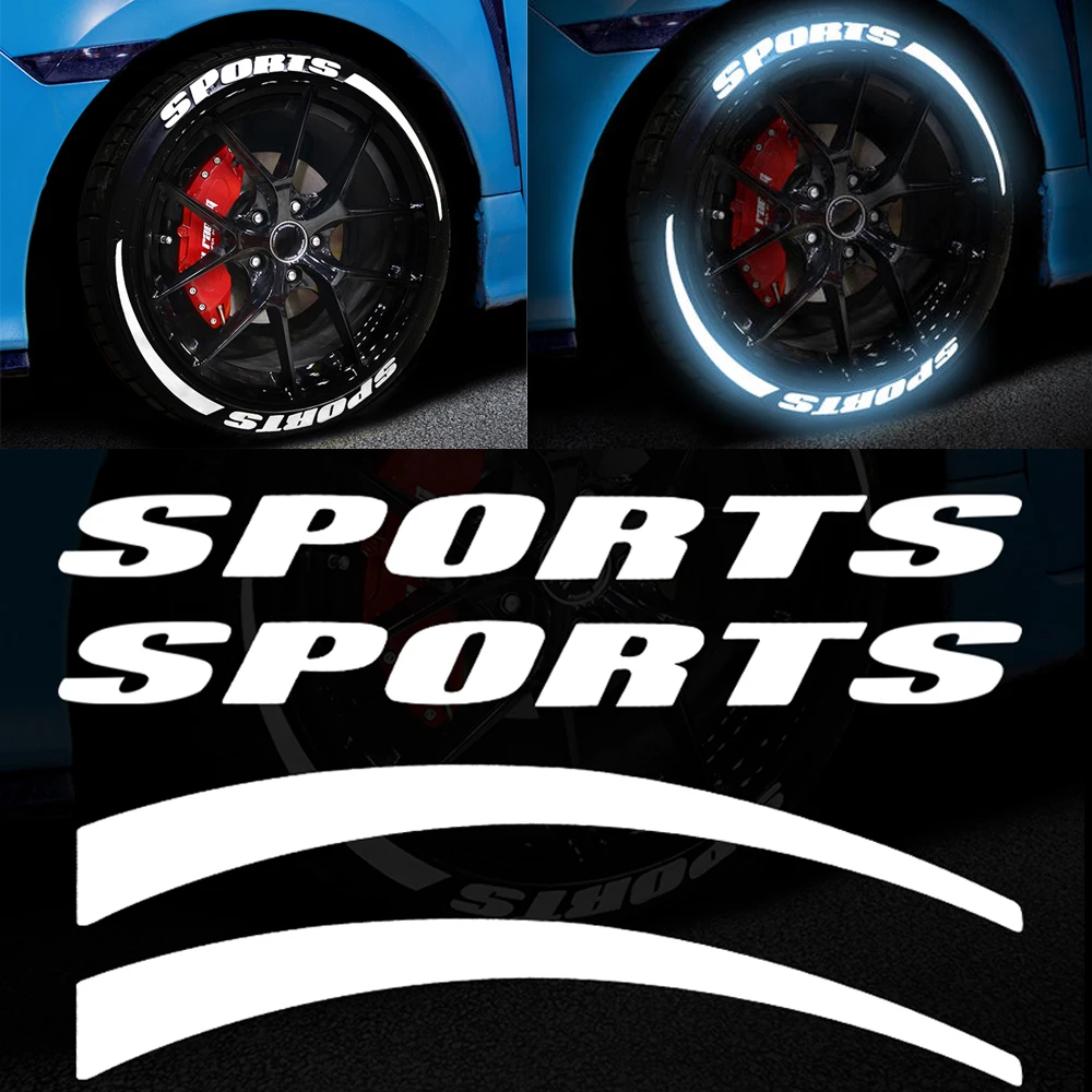 

1 Set DIY SPORTS Universal Car Styling Car Wheel Sticker Rims Reflective Sticker Decoration Night Reflective Warning Sticker