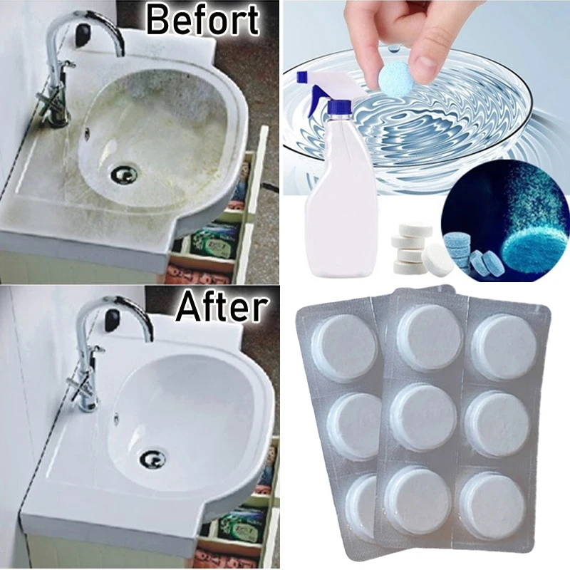 

6PCS Multifunctional Strong Cleaner Toilet Cleaner Vclean Spot Cleaner Compact Glass Washer Detergent Effervescent Tablets
