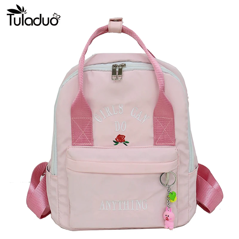 

Nylon Girl Backpack With Cute Rabbit Bag Female Kawaii Bookbag Flower School Backpacks For Teenage Girls Bags For Kids