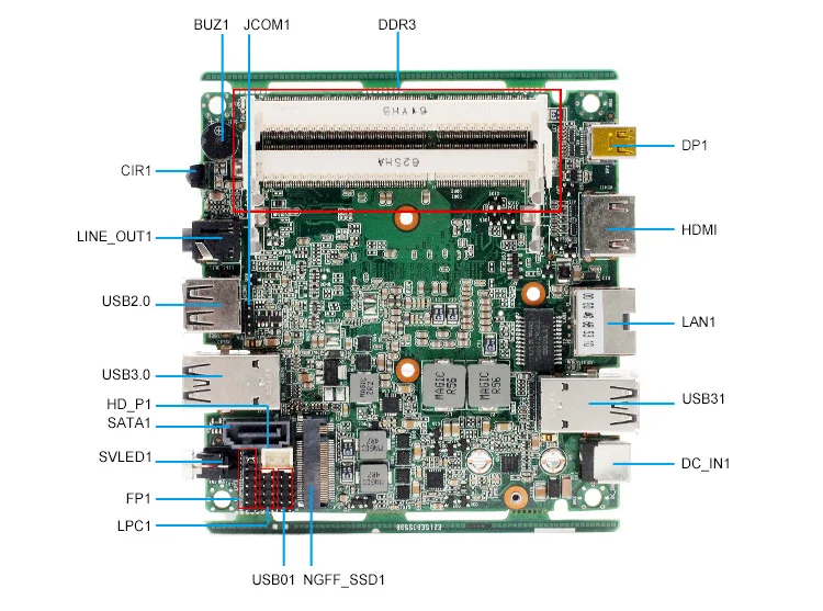 Горячая с 5-й Mobil 10*10 см мини ПК 1* LAN 1* HD 1* DP 2* DDR3 4* USB3.0 1* USB2.0 1* NGFF 1* M-PCIE wifi/3g модуль