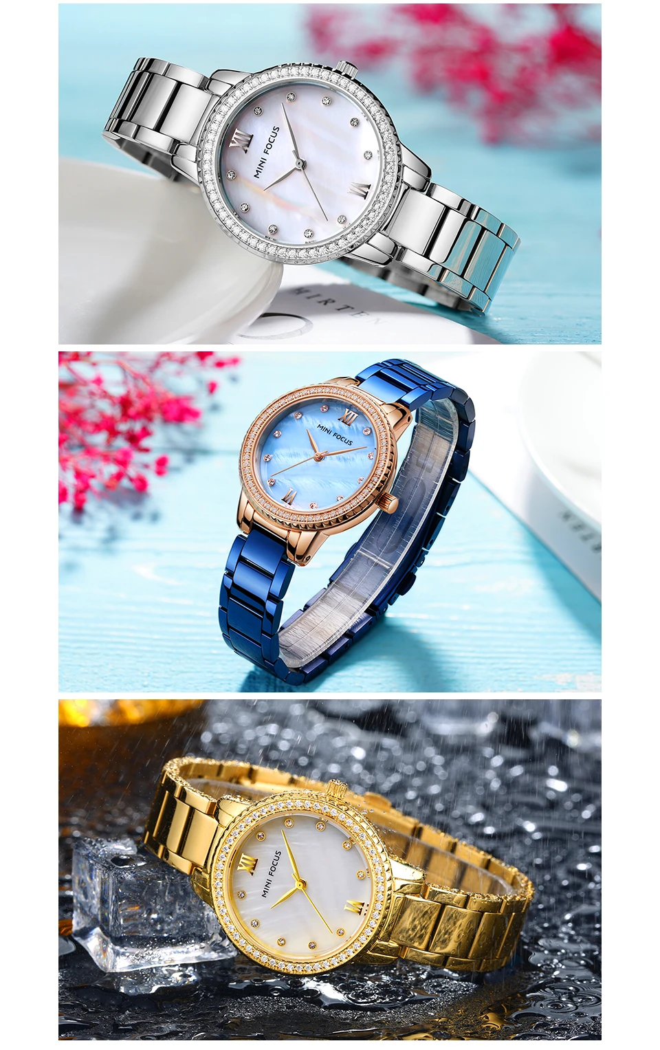 Розовое золото наручные часы женские часы люксовый бренд нержавеющая сталь женские кварцевые часы Relogio Feminino Whatches wach