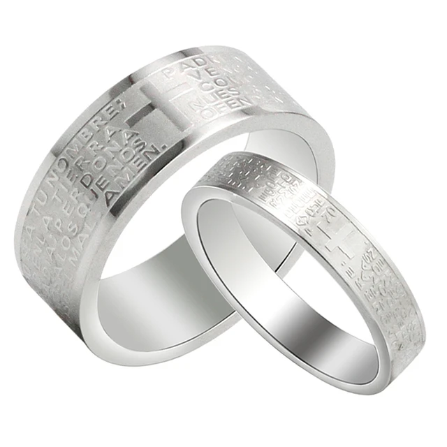 Anium Steel His And Hers Wedding Band Engraved Cross Anium Steel His And Hers Wedding Band Engraved Cross Ring For Anniversary