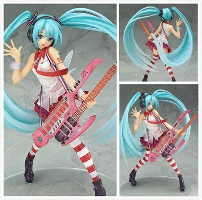 

High quality 23CM Vocaloid Hatsune Miku With Electric Guitar Greatest Idol Ver. Painted PVC Action Figure Collectible Model Toy
