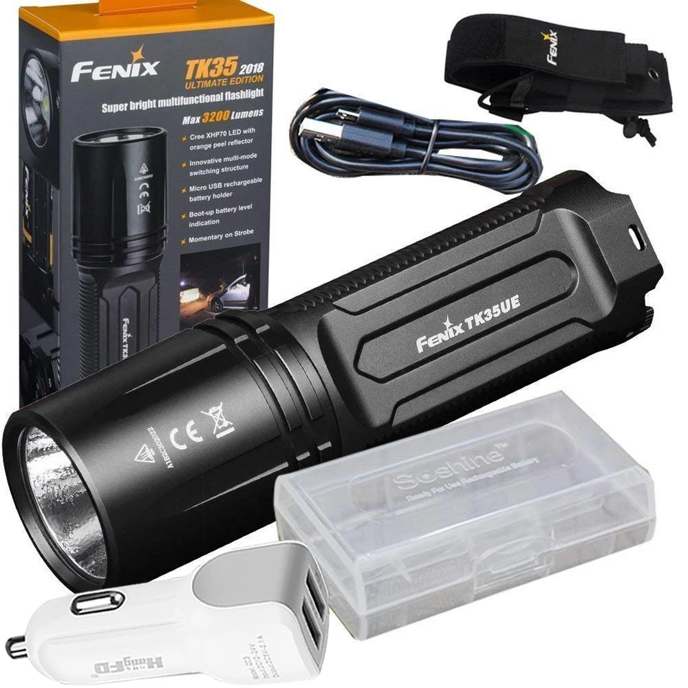 

Fenix TK35 2018 3200 Lumen Ultimate Edition (TK35UE) USB Rechargeable Tactical LED Flashlight with holster,car charger
