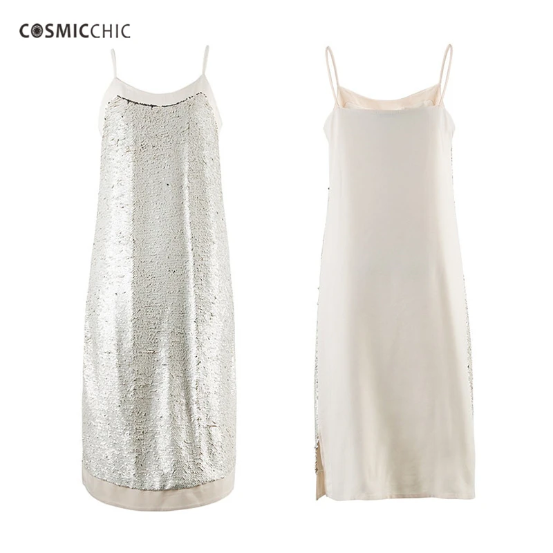 Cosmicchic Блёстки шифон Для женщин Лето брекеты платье 2017 Beach Party Club Винтаж Vestidos Sexy Boho