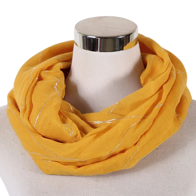 FOXMOTHER Новая мода Розовая Желтая Лента из фольги полосатый шарф шаль Обертывания платок Женская Леди - Цвет: Yellow Loop