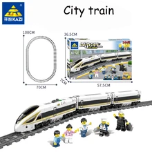 KAZI 98228 98229 Электрический поезд с питанием от батареи с дорожным поездом Детские сборные строительные блоки детские игрушки