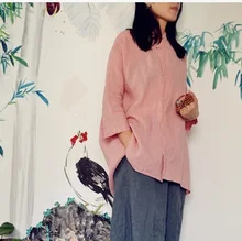 New product launches in the fall of 2015, high quality original design loose big yards 100% cotton linen women casual shirts