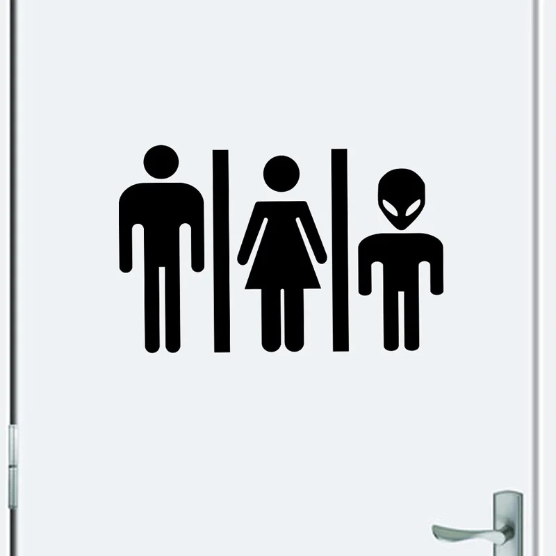 Creative Male Female Alien Toilet Signs Wall Sticker Bathroom Decoration Mural Interesting Decals PVC Funny Wallpaper wall stickers toilet stickers