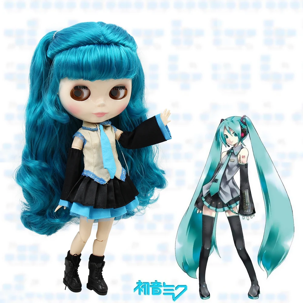 

Free shipping factory blyth doll Hatsune Miku blue hair white skin with clothes and boots 1/6 30cm BL4302