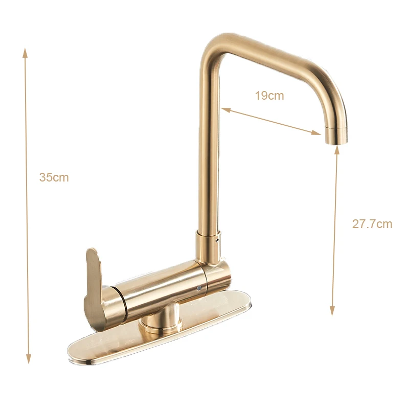 Brushed Gold /Black Kitchen Faucet Deck Kitchen Sinks Faucet High Arch 360 Degree Swivel Cold Hot Mixer Water Tap - Цвет: brushed gold