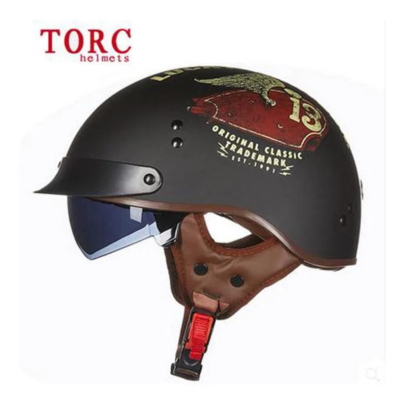

New Torc T-55 retro motorcycle half face helmet With Inner Sun Visor Casco Casque Moto Harley Retro vintage Helmets dot
