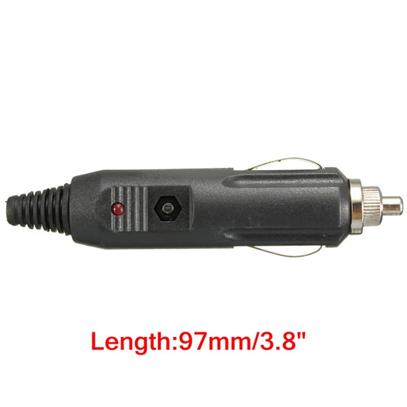 

New 5A Male Car Cigarette Lighter Socket Plug Connector With Fuse Red LED Connector YAN88