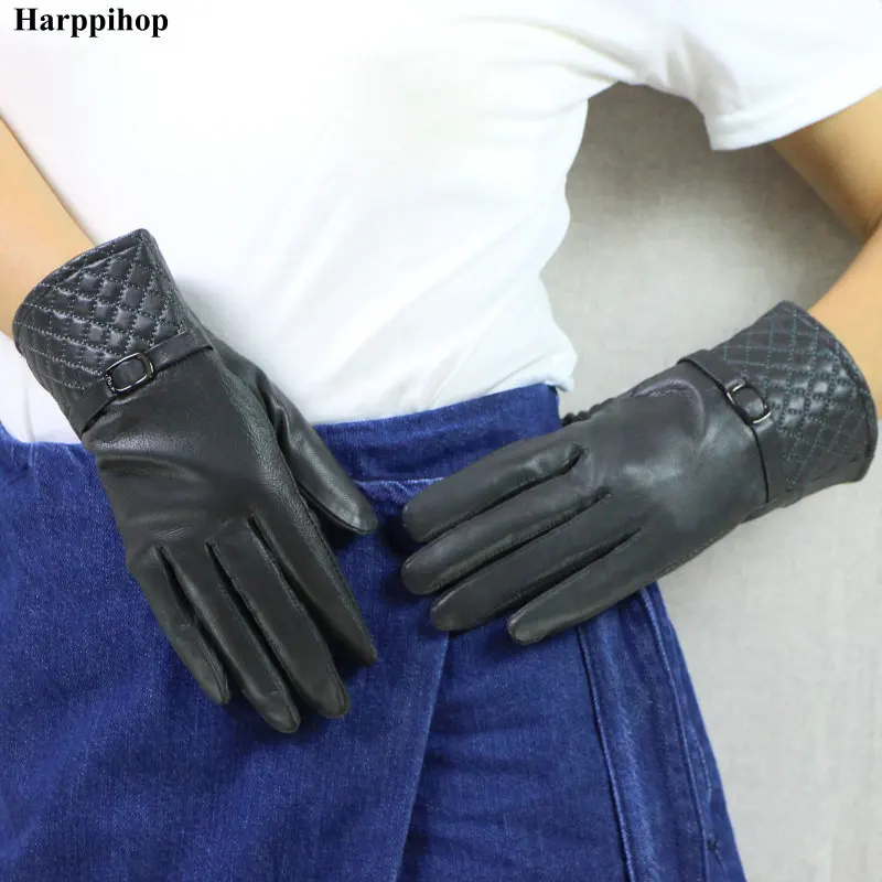 2018 зимние кожаные перчатки для Для женщин модные перчатки на меху Варежки женские теплые перчатки Faintion Для женщин рук перчатки оптовая