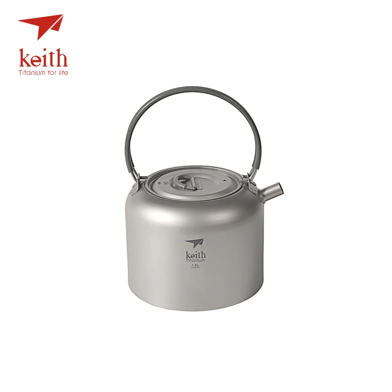 Keith 1.5l titanio camping agua pot con mango plegable al aire libre senderismo picnic café tetera Utensilios de cocina 200g ti3907