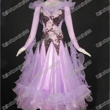 Взрослое женское для современных танцев цельное платье Расширительная юбка для тренировок цельное бальное платье с длинными рукавами B-0228