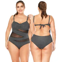 Женский бикини в горошек монокини купальник Купальники больших размеров прозрачный цельный купальный пляжный купальник с вырезом на спине biquini