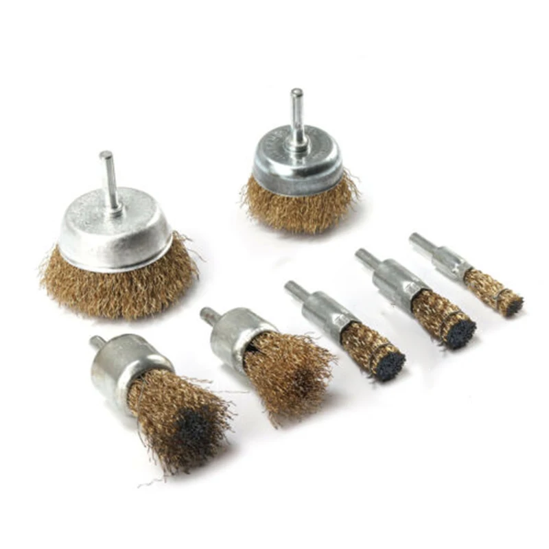 9Pcs 6mm Shank Mix Stainless Steel Wire Brush For Rust Metal Paint Removal