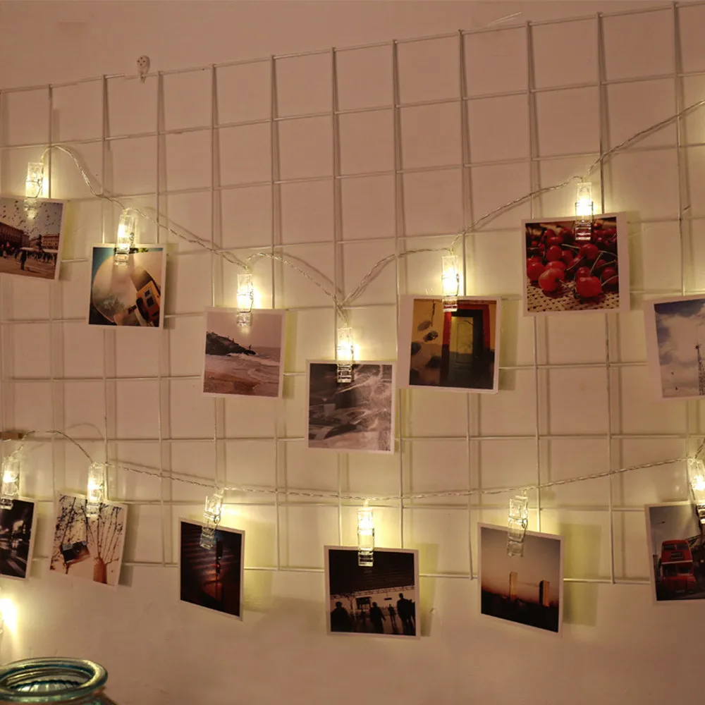 1,5 м 10 Светодиодный светильник-Гирлянда для дома, настенный светильник с зажимами для фотографий, прищепки для фото, светильник-гирлянда, декоративный светильник для помещений, модная гирлянда# es